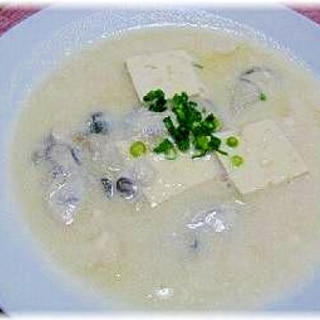簡単牡蠣の豆乳スープ
